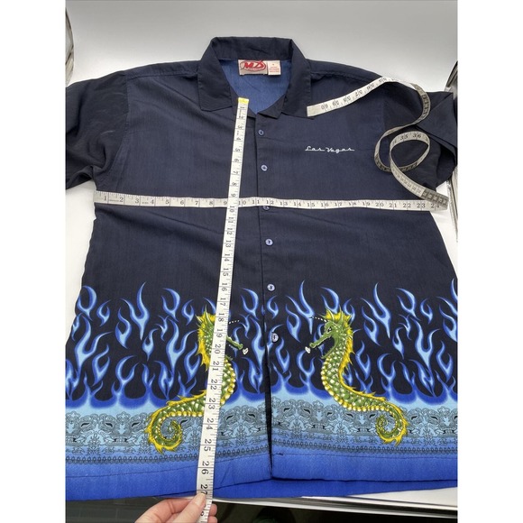 Malibu Dreams Graphic 90s Button Up Dragon Shirt | Small | Retro Y2K Seahorse - Picture 5 of 6